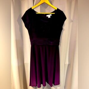 Tahari ASL Women's Purple Midi Dress with Ruched Waist